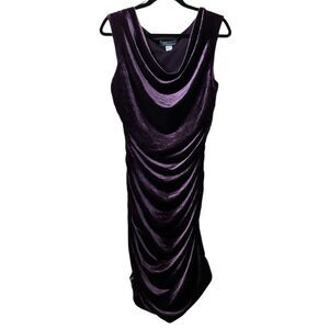 Davina velvet sleeveless draped neckline ruched bodycon dress